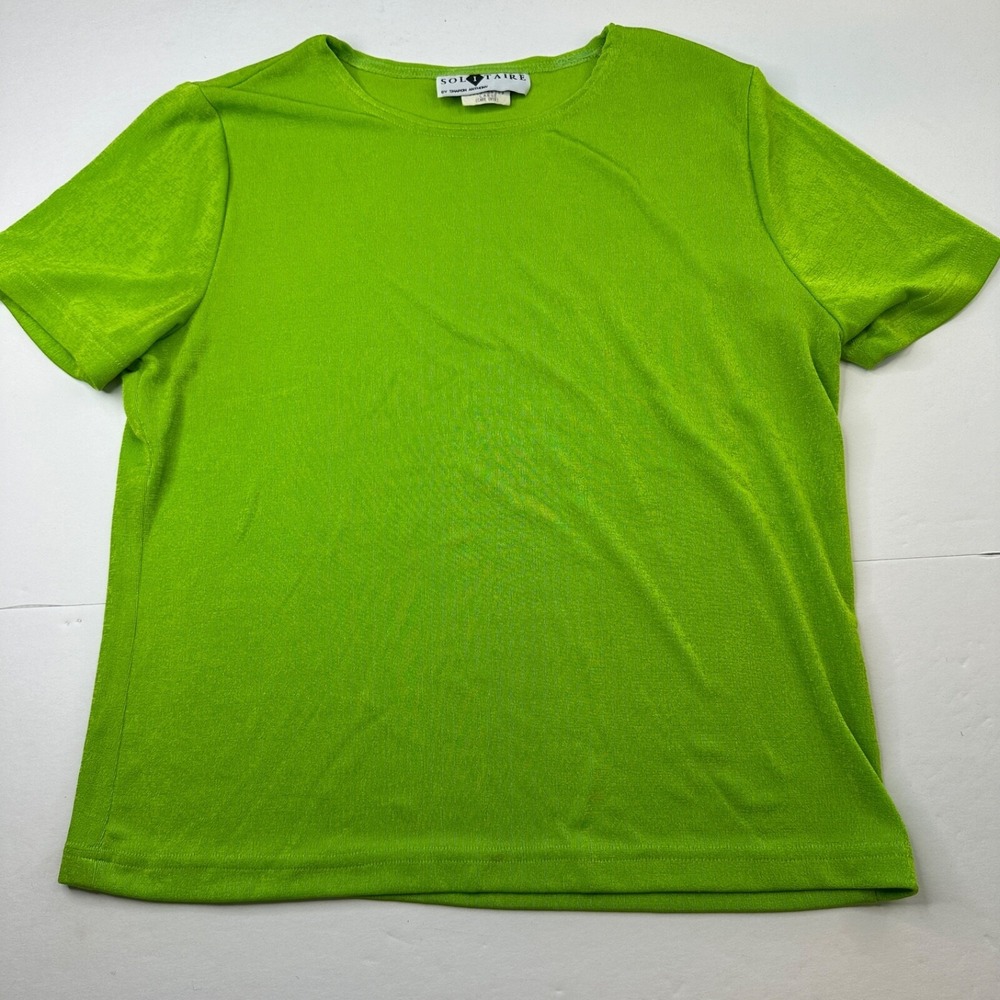Solitaire By Sharon Anthony Vintage Green T Shirt Short Sleeve Round Neck L USA